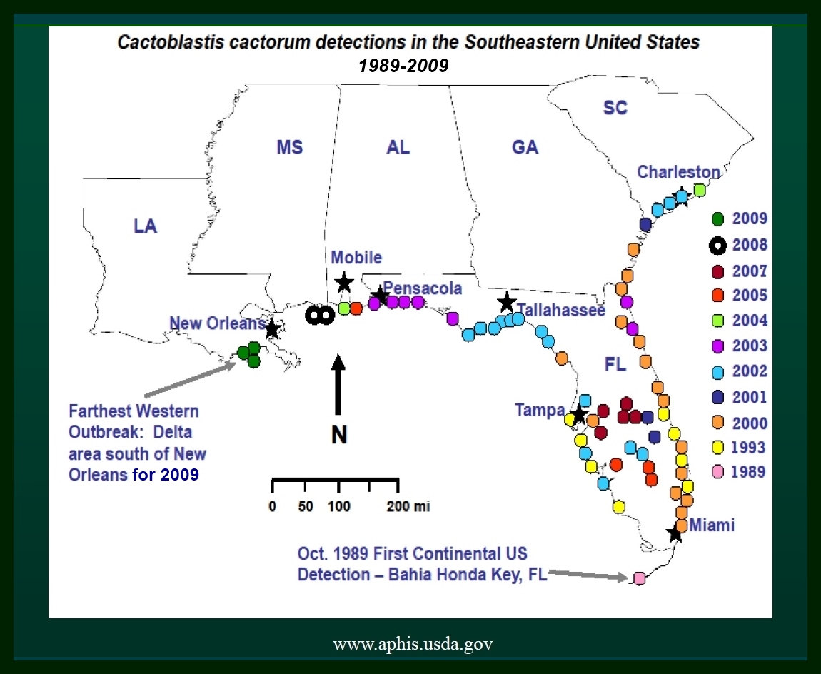 SE US Cactus Moth Map - APHIS, USDA